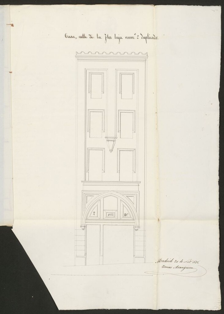 Miniatura de Dª María Mercedes Bulnes y Solera, licencia para edificar en la calle de la Flor Baja, nº 2. (1856)
