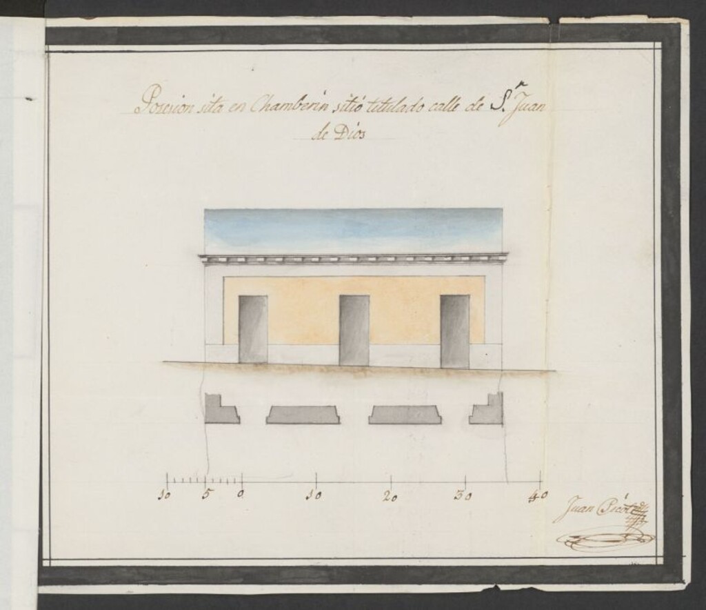 Miniatura de D. Cayetano Dochao, licencia para edificar en Chamberí, calle de San Juan de Dios. (1856)