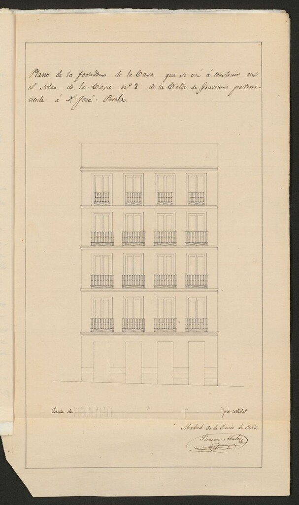 Miniatura de D. José de Pereda, licencia para edificar de nueva planta a la casa calle de Gravina nº 7, manzana 323. (1856)