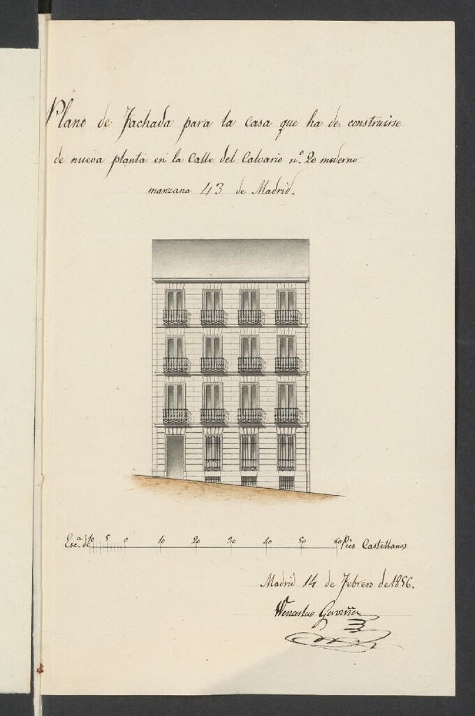Miniatura de Expediente de D. Juan Manuel Gómez, sobre edificar una casa, de nueva planta, en la calle del Calvario señalada con el nº 20 nuevo, y la manzana 43. (1856)