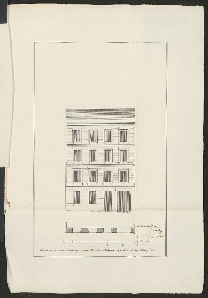 Miniatura de D. Santiago Millán y Jareño, licencia para edificar en parte del solar correspondiente al nº 9 antiguo, manzana 325 de la calle de Piamonte. (1856)