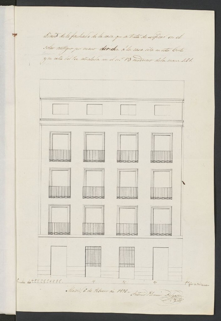 Miniatura de D. Antonio Florencio Delgado, sobre edificar una casa en la calle del Pez, solar nº 13. (1856)