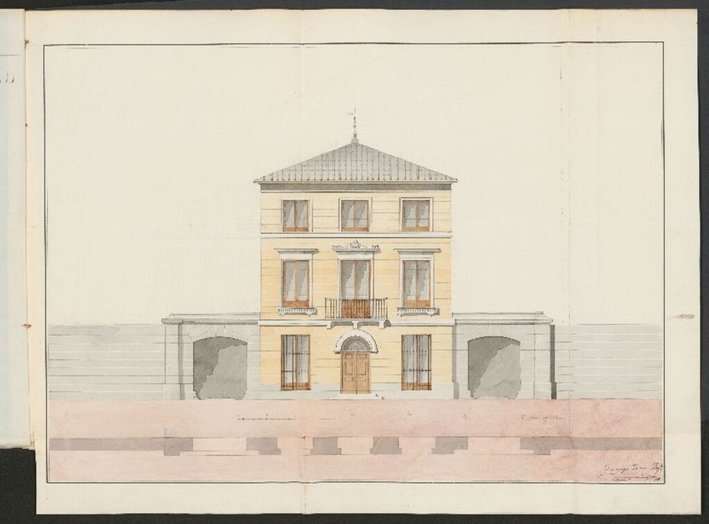 Miniatura de Excmo. Sr. D. Tomás Marqués de Vizmanos, licencia para edificar una casa en las afueras de la Puerta de Sta. Bárbara. (1856)