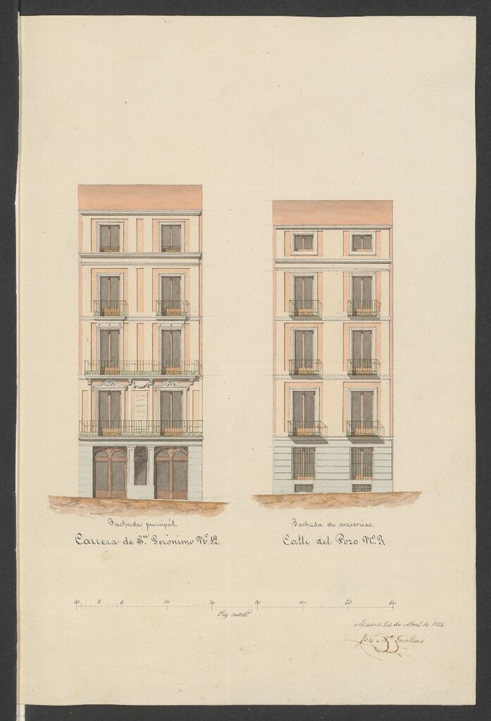 Miniatura de D. Blas de Rojo, en nombre de los dueños de la casa Carrera de S. Jerónimo nº 12, pide licencia para construir la nuevos. (1856)