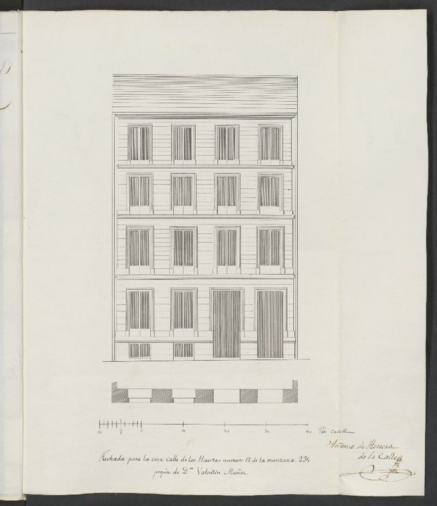 Miniatura de D. Valentín Muñoz, licencia para edificar la casa calle de las Huertas, nº 16, manzana 235. (1856)