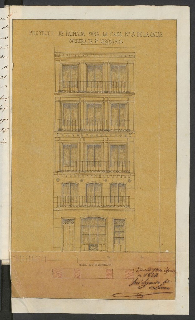 Miniatura de D. José Hoffmeyer, licencia para reedificar la casa Carrera de S. Jerónimo nº 5, manzana 265. (1856)