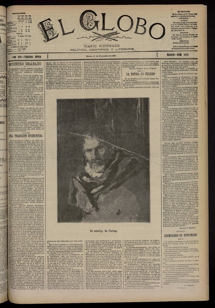 Miniatura de El Globo : diario ilustrado del 11 de noviembre de 1890, nº 5486