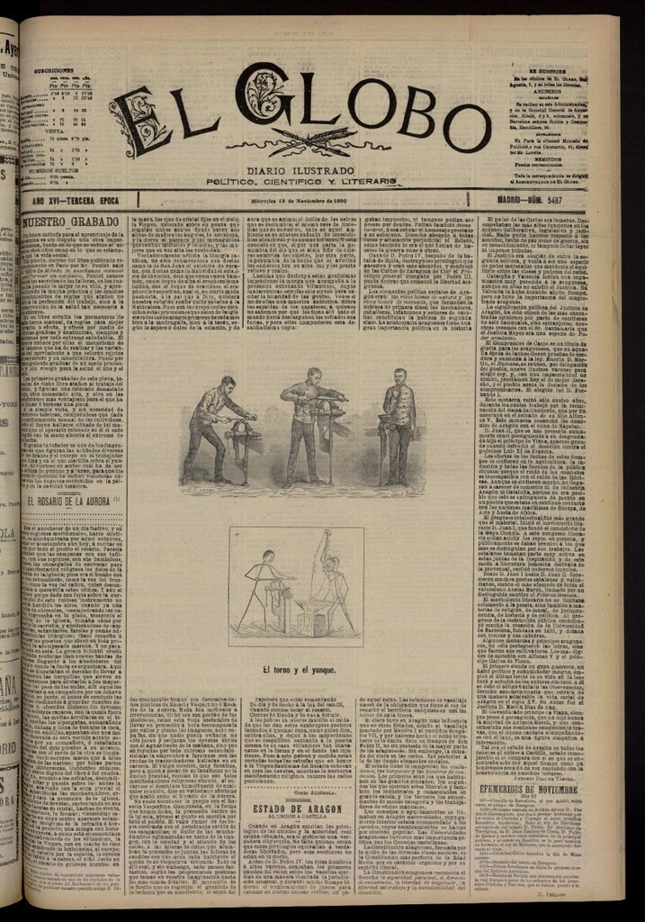 Miniatura de El Globo : diario ilustrado del 12 de noviembre de 1890, nº 5487