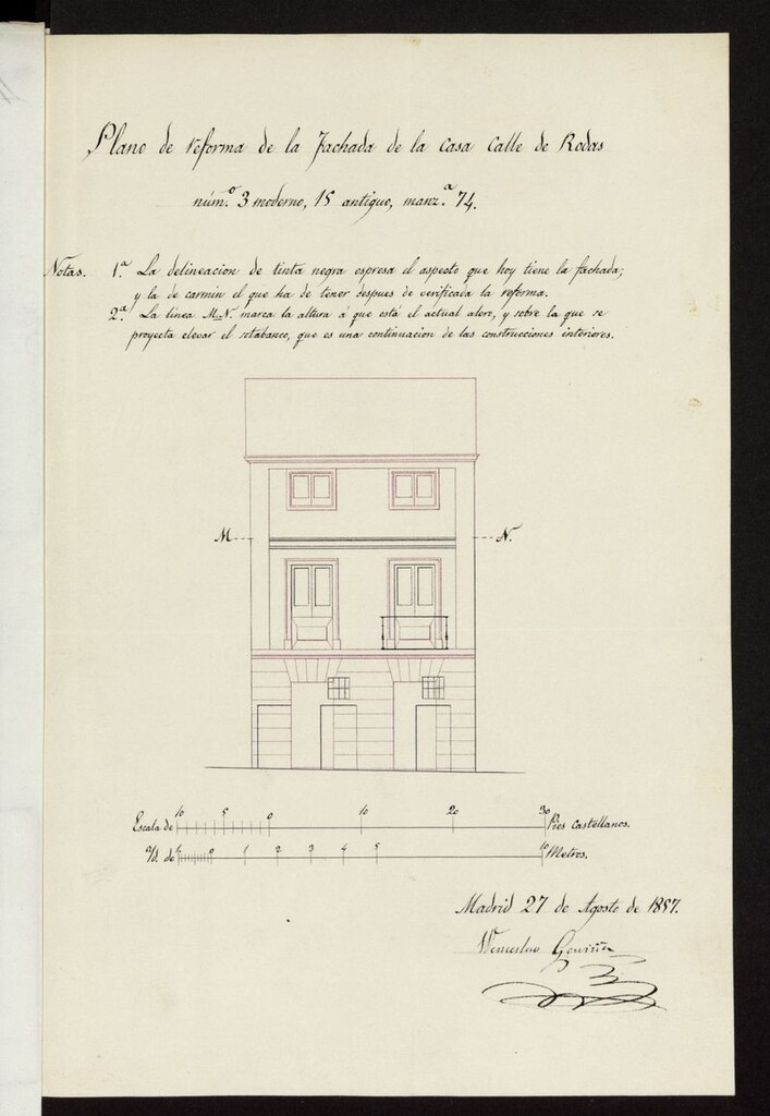 Miniatura de D. Manuel de Diego y Elvira, licencia para obras en la casa calle Rodas nº 3. (1857)