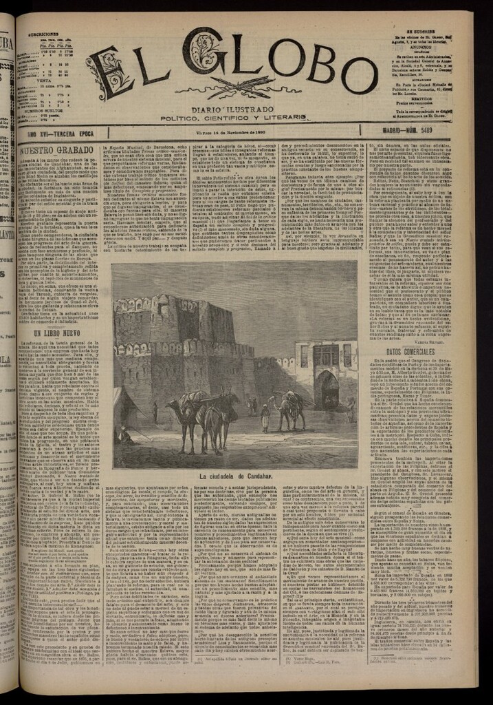 Miniatura de El Globo : diario ilustrado del 14 de noviembre de 1890, nº 5489