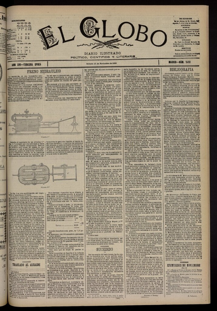 Miniatura de El Globo : diario ilustrado del 15 de noviembre de 1890, nº 5490