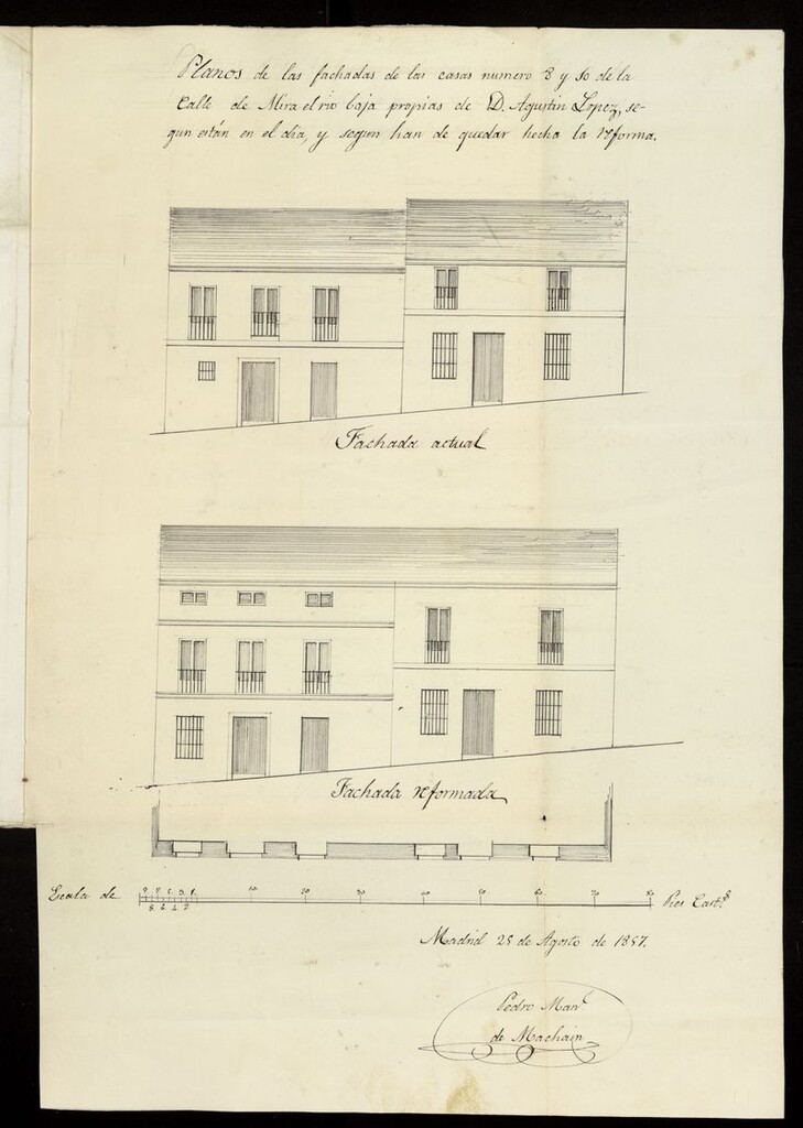 Miniatura de D. Agustín López, licencia para obras de aspecto en la casa calle de Mira el Río, nº 8 y 10. (1857)