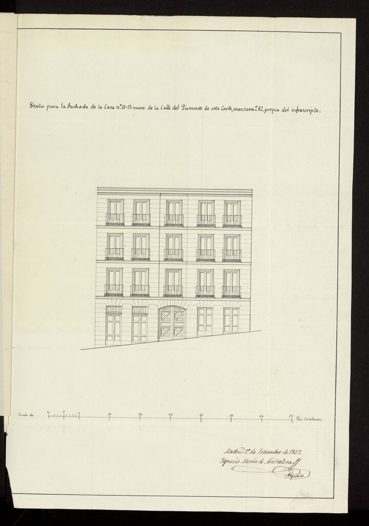 Miniatura de D. Ignacio Mª de Michelena, licencia para reconstruir de nueva planta la casa calle de Piamonte nºs 11 y 13, manzana 282.