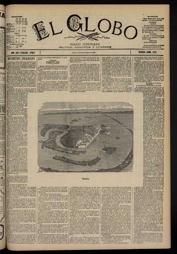Miniatura de El Globo : diario ilustrado del 17 de noviembre de 1890, nº 5492