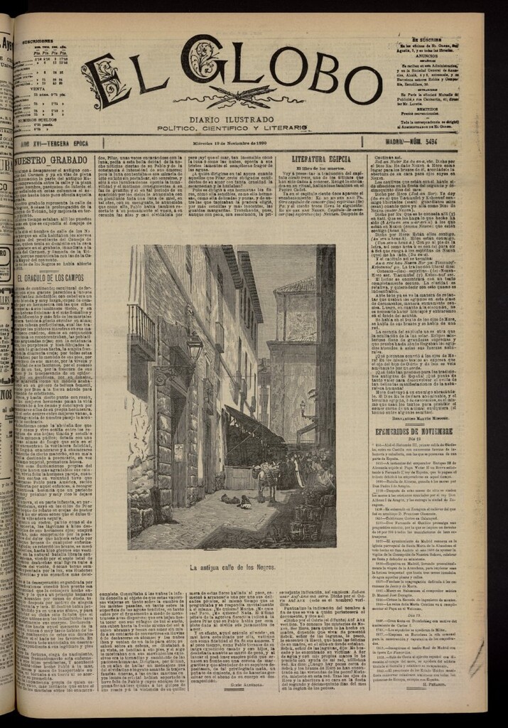 Miniatura de El Globo : diario ilustrado del 19 de noviembre de 1890, nº 5494