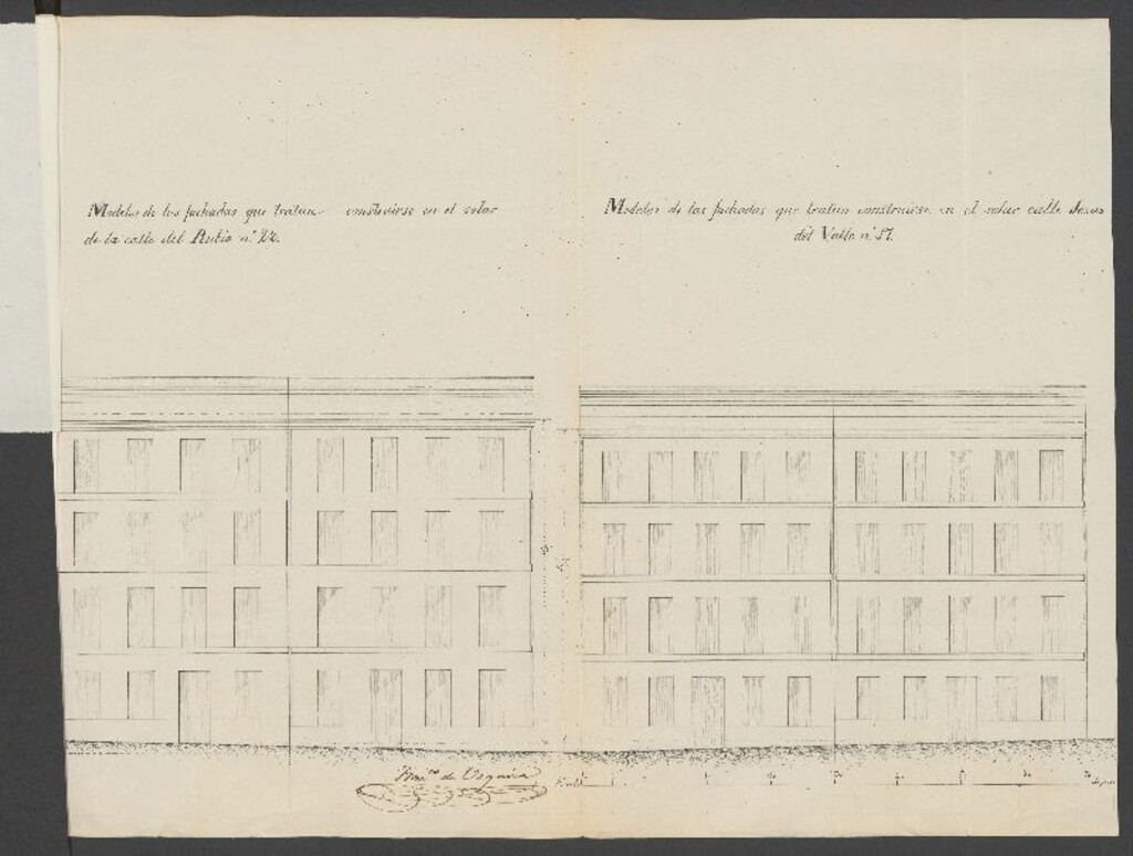 Miniatura de D. Antonio Mª de Campos, licencia para edificar de nueva planta en la calle del Rubio, nº 22, con accesorias a la de Jesús del Valle nº 17, manzana 471. (1858)