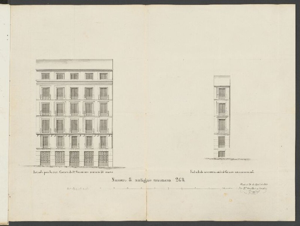 Miniatura de D. Miguel Pérez y  Fernández, licencia para construir de nueva planta la casa Carrea de S. Jerónimo nº 31, manzana 268, accesorias a la Gitanos. (1858)