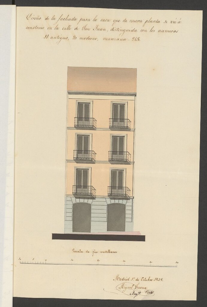 Miniatura de D. Lorenzo Herrera, licencia para construir de nueva planta la casa calle de S. Juan nº 20, manzana 248. (1858)