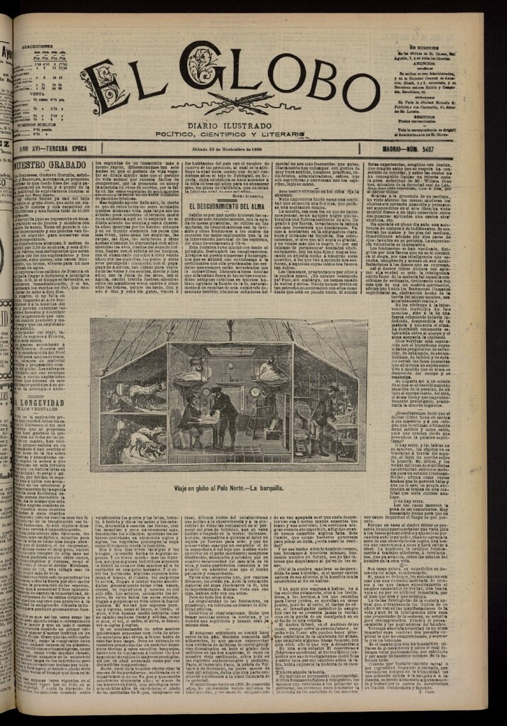 Miniatura de El Globo : diario ilustrado del 22 de noviembre de 1890, nº 5497