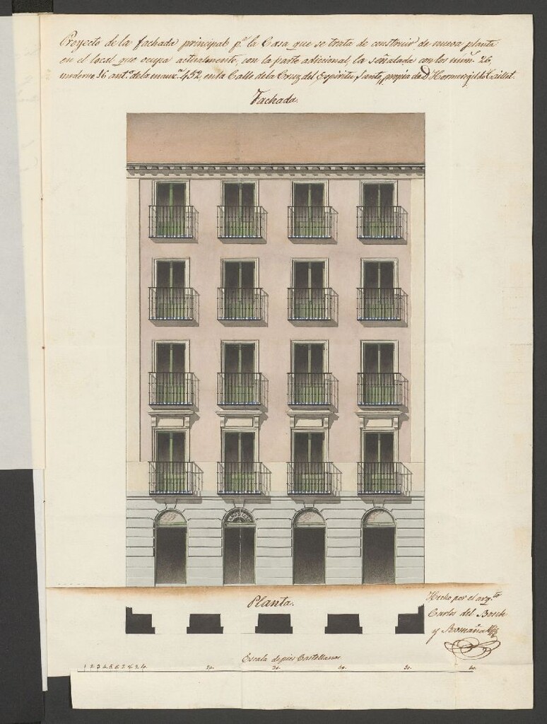 Miniatura de D. Hermenegildo Taillet, licencia para construir de nueva planta la casa calle de la Cruz del Espíritu Santo, nº 26, manzana 452. (1858)