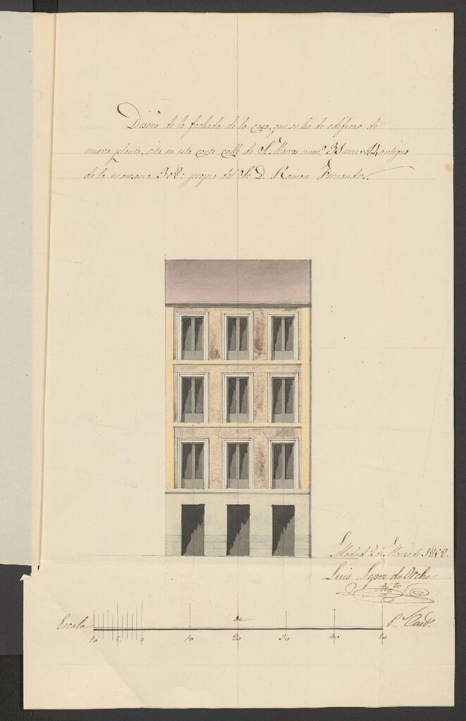 Miniatura de D. Ramón Fernández, licencia para construir de nueva planta la casa calle de S. Marcos, nº 31, manzana 308. (1858)