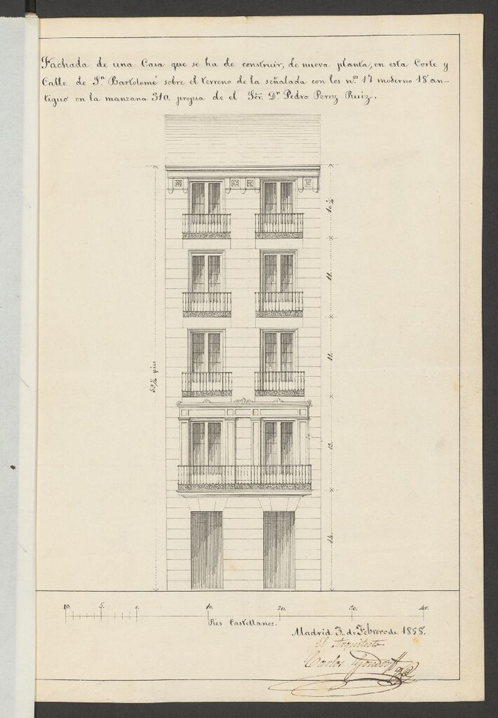 Miniatura de D. Pedro Pérez Ruíz, licencia para construir, de nueva planta en la calle de S. Barlolomé nº 17, manzana 310