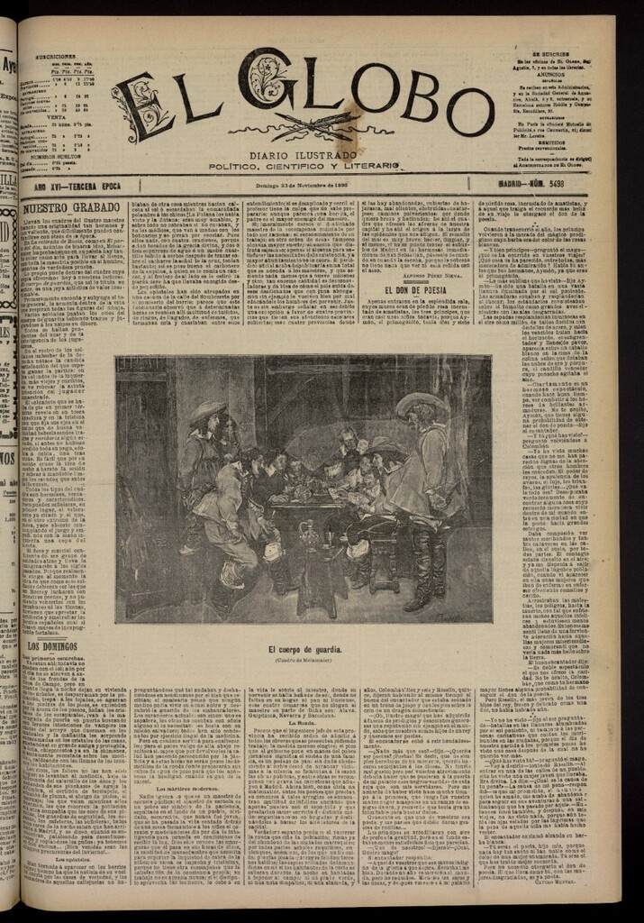 Miniatura de El Globo : diario ilustrado del 23 de noviembre de 1890, nº 5498