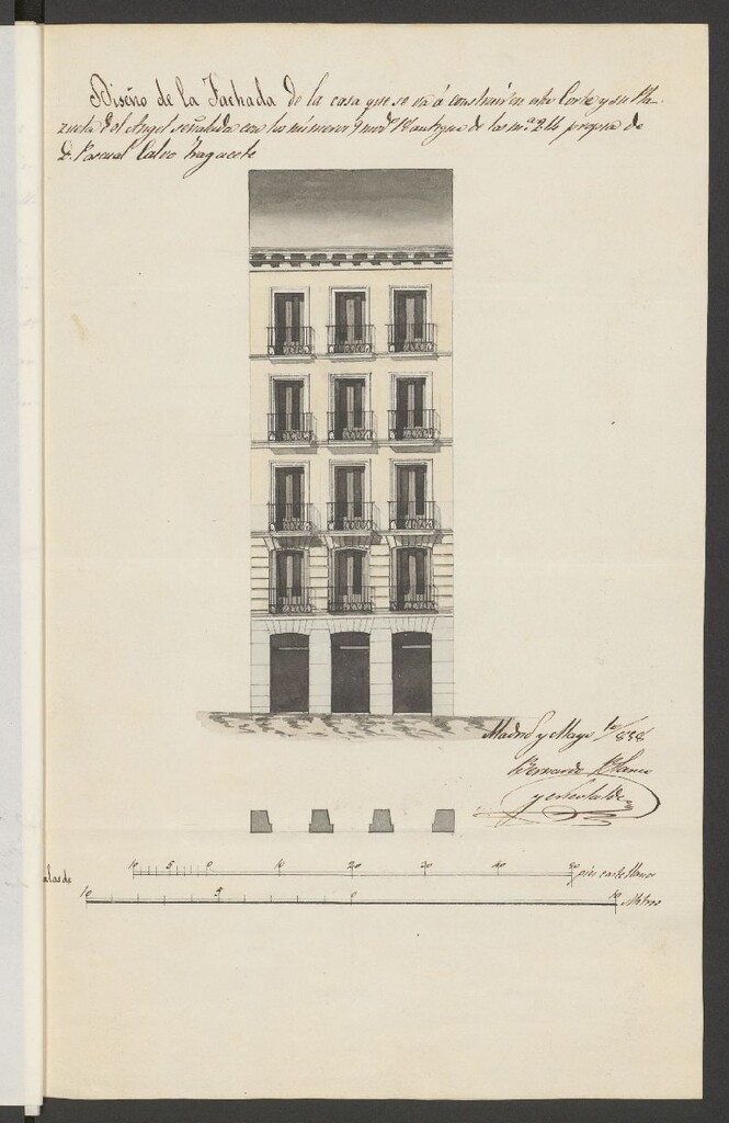 Miniatura de D. Juan Ampudia, apoderado de d. Pablo Calvo y Tragacete, licencia para construir de nueva planta casa Plazuela del Ángel, nº 9, manzana 214