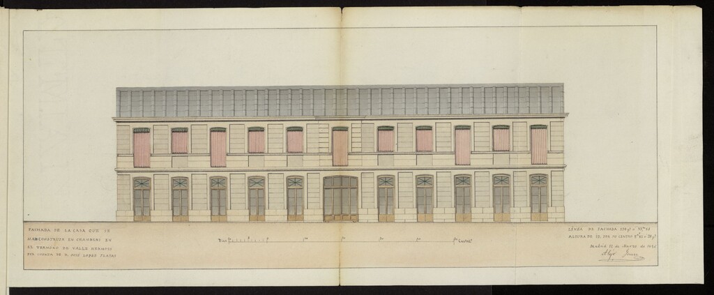 Miniatura de D. José López Platas, licencia para edificar en las afueras del Portillo del Conde Duque, sitio llamado Valdermoso. (1856)