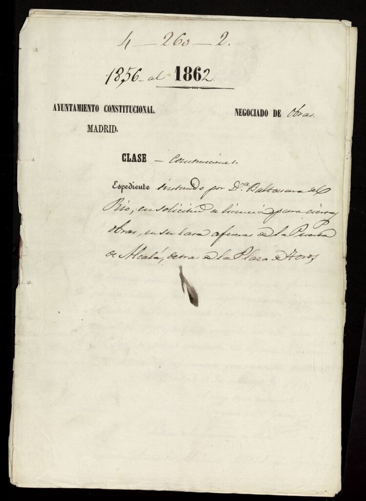 Miniatura de Expediente instruido por D. Baltasar del Río, en solicitud a licencia para hacer obras en su casa afuera de la Puerta de Alcalá, detrás de la Plaza de Toros