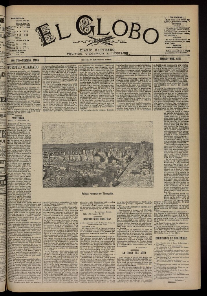 Miniatura de El Globo : diario ilustrado del 26 de noviembre de 1890, nº 5501