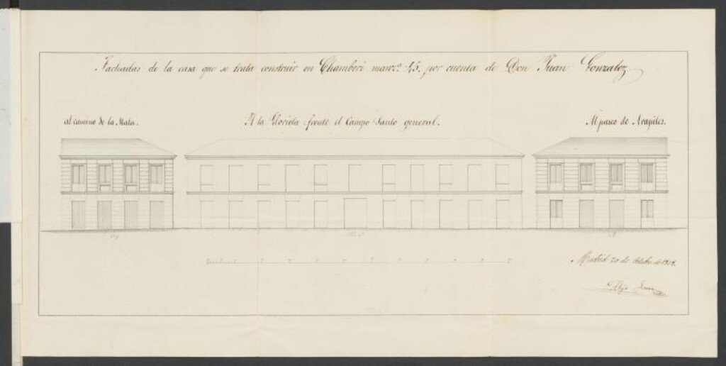 Miniatura de D. Juan González, licencia para construir en el barrio de Chamberí, con fachada a la Carretera de Francia y Pº de la Habana. (1858)