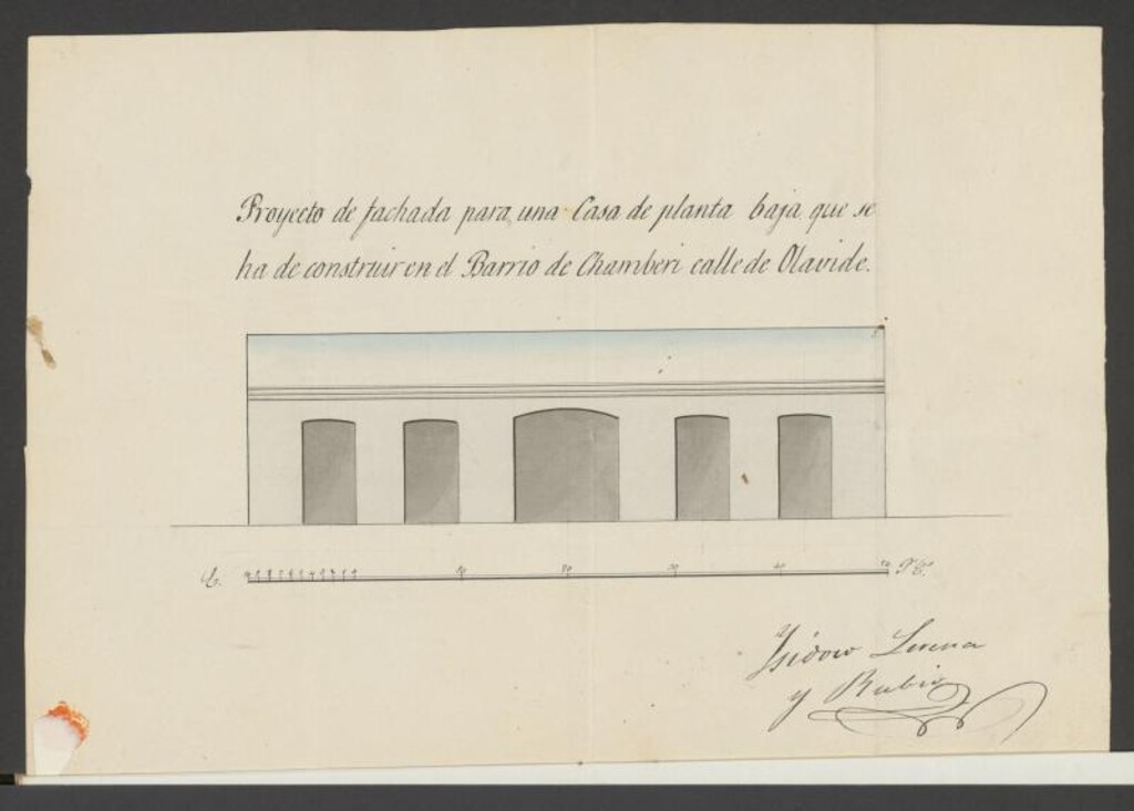 Miniatura de D. Rosendo Conde, licencia para construir de nueva planta en el barrio de Chamberí, calle de Olavide.(1857-58)