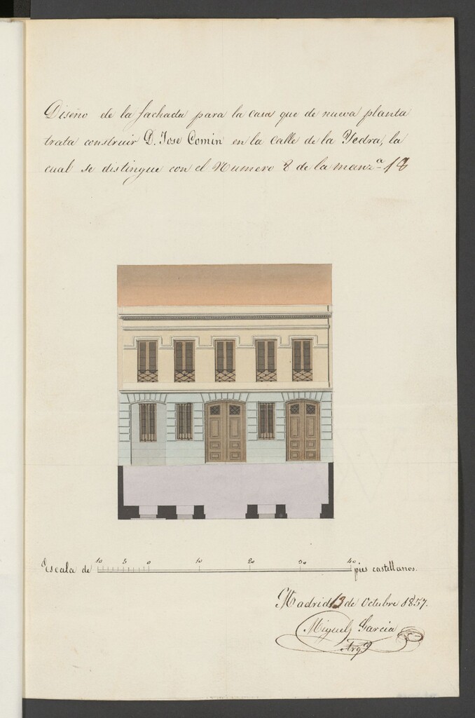 Miniatura de D. José Comín, licencia para edificar en el solar de su propiedad nº 8 de la calle de la Yedra