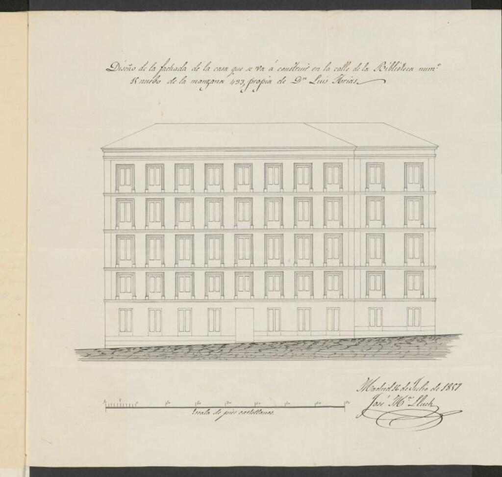 Miniatura de D. Luis Arias, licencia para edificar de nueva planta en la calle de la Biblioteca nº 15