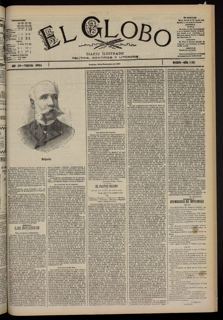 Miniatura de El Globo : diario ilustrado del 30 de noviembre de 1890, nº 5505