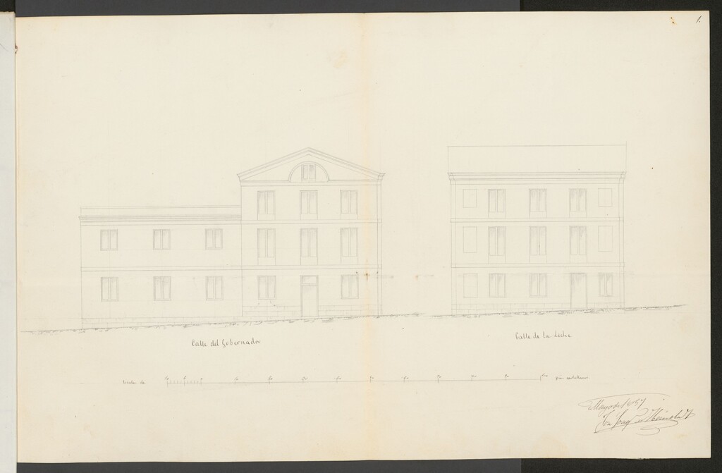 Miniatura de D. Fermín Perla, licencia para obras en la casa calle del Gobernador nº 24 con vuelta a la de la Leche, nº 1 y de Cenicero nº 2, en continuación del edificio en que se halla la Fábrica de Bujías, esteáricas de la Estrella