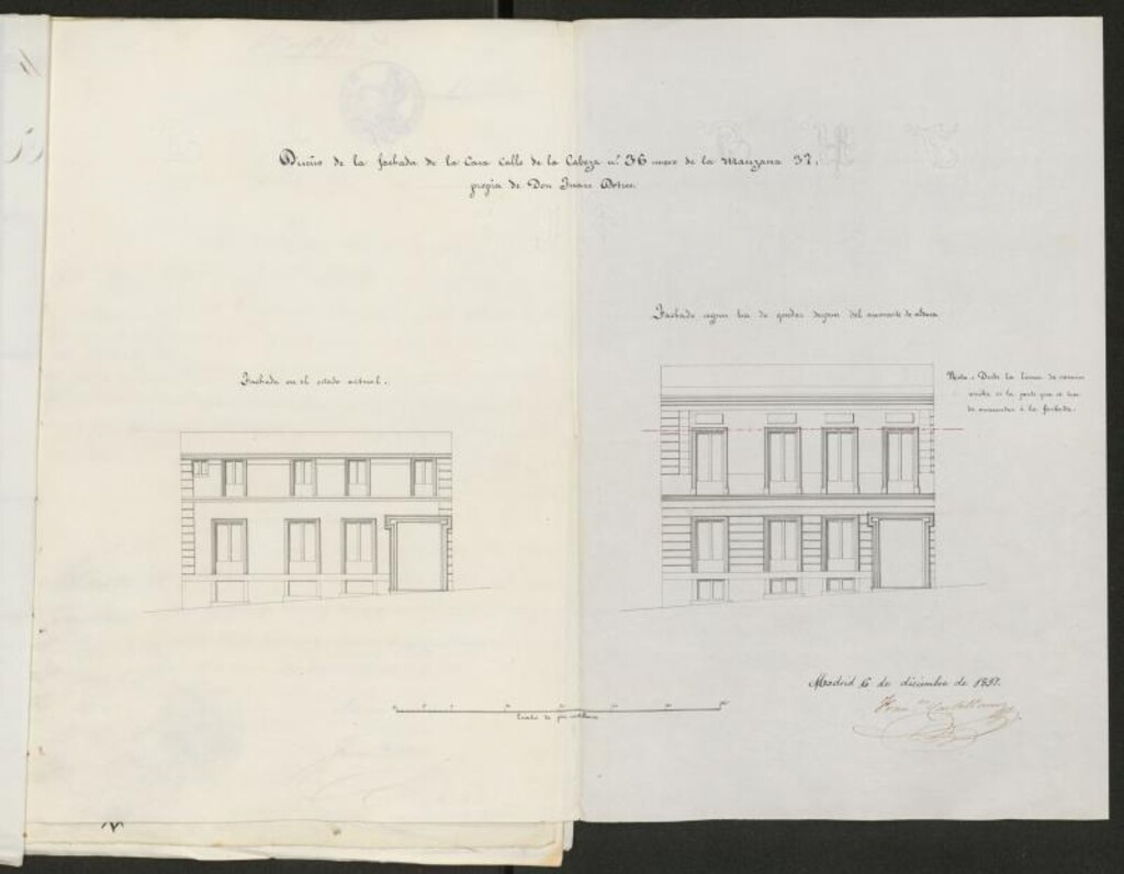 Miniatura de D. Juan Dotres, licencia para aumentar la altura del piso principal de su casa calle de la Cabeza, nº 36, manzana 37