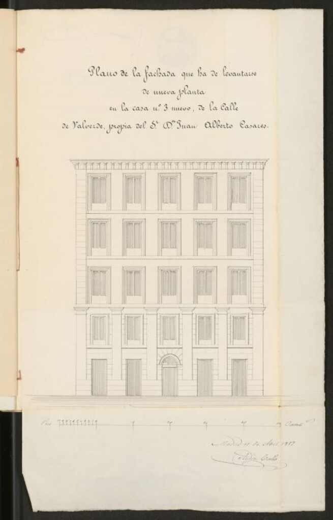 Miniatura de D. Juan Alberto Casares, licencia para construir de nueva planta la casa calle de Valverde nº 3, manzana 356. (1857)