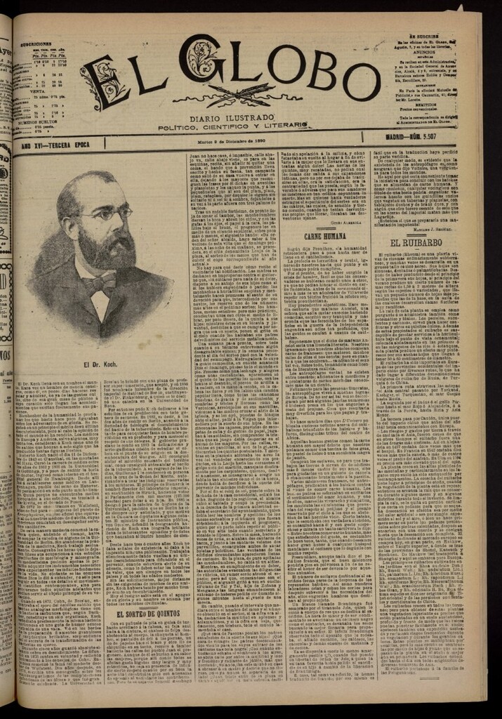Miniatura de El Globo : diario ilustrado del 2 de diciembre de 1890, nº 5507