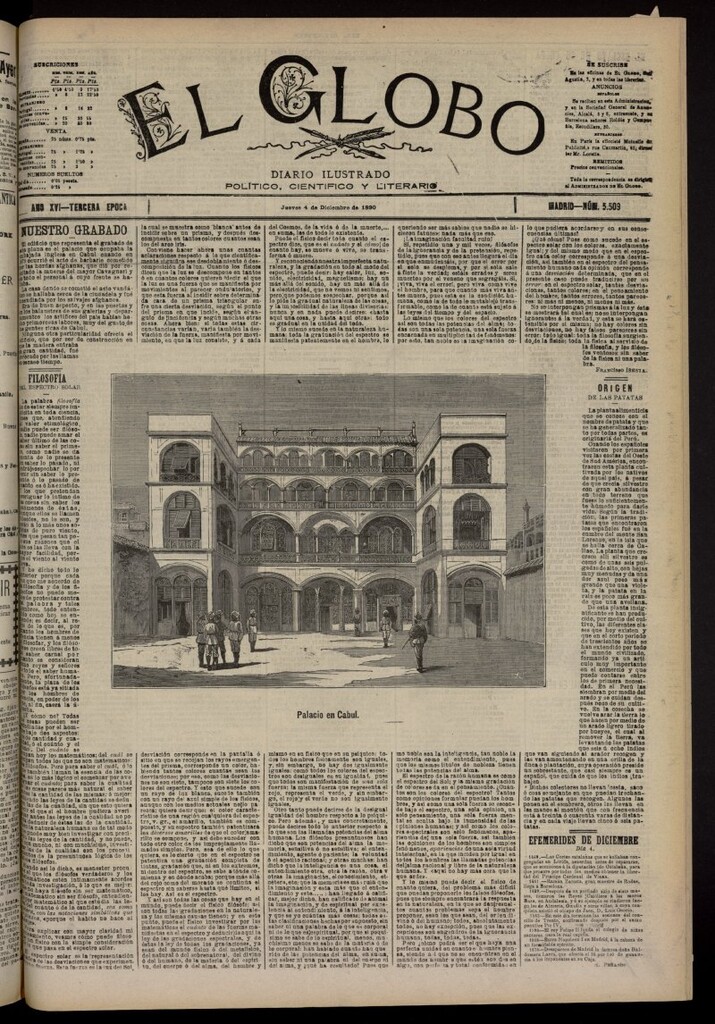 Miniatura de El Globo : diario ilustrado del 4 de diciembre de 1890, nº 5509