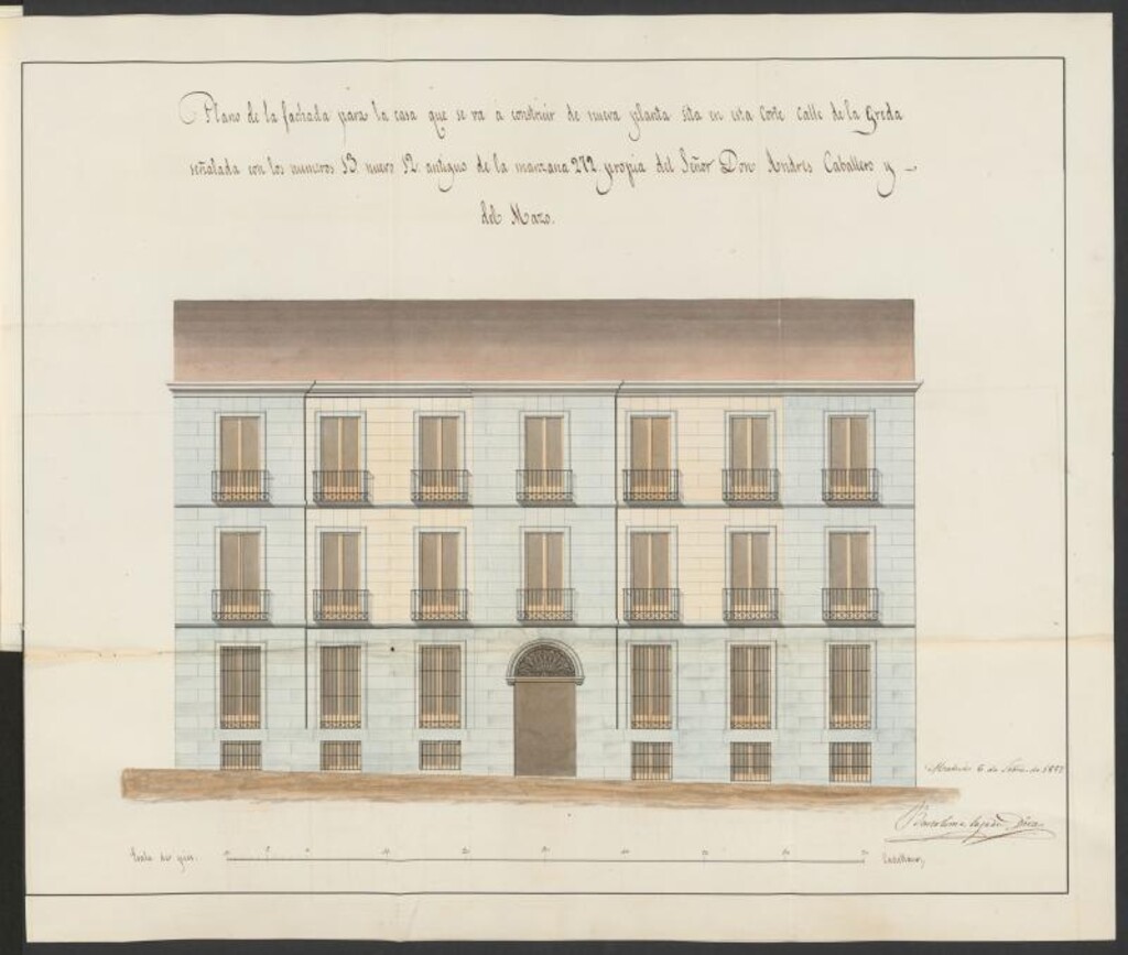 Miniatura de D. Andrés Caballero y Mazo, licencia para construir de nueva planta la casa calle de la Greda, nº 13, manzana 272