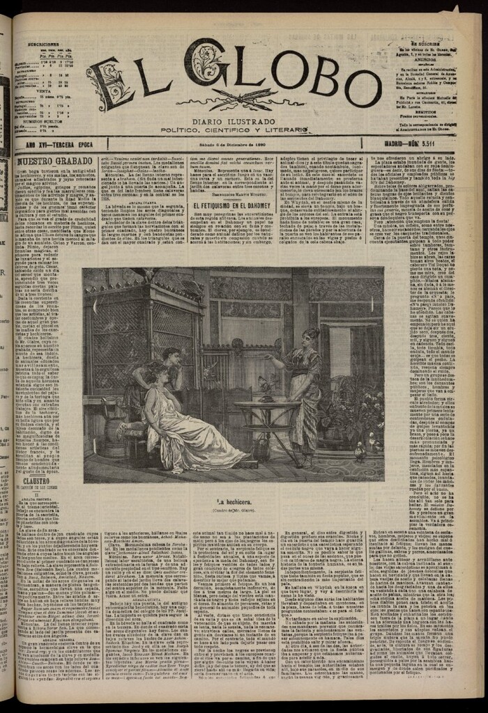 Miniatura de El Globo : diario ilustrado del 6 de diciembre de 1890, nº 5511