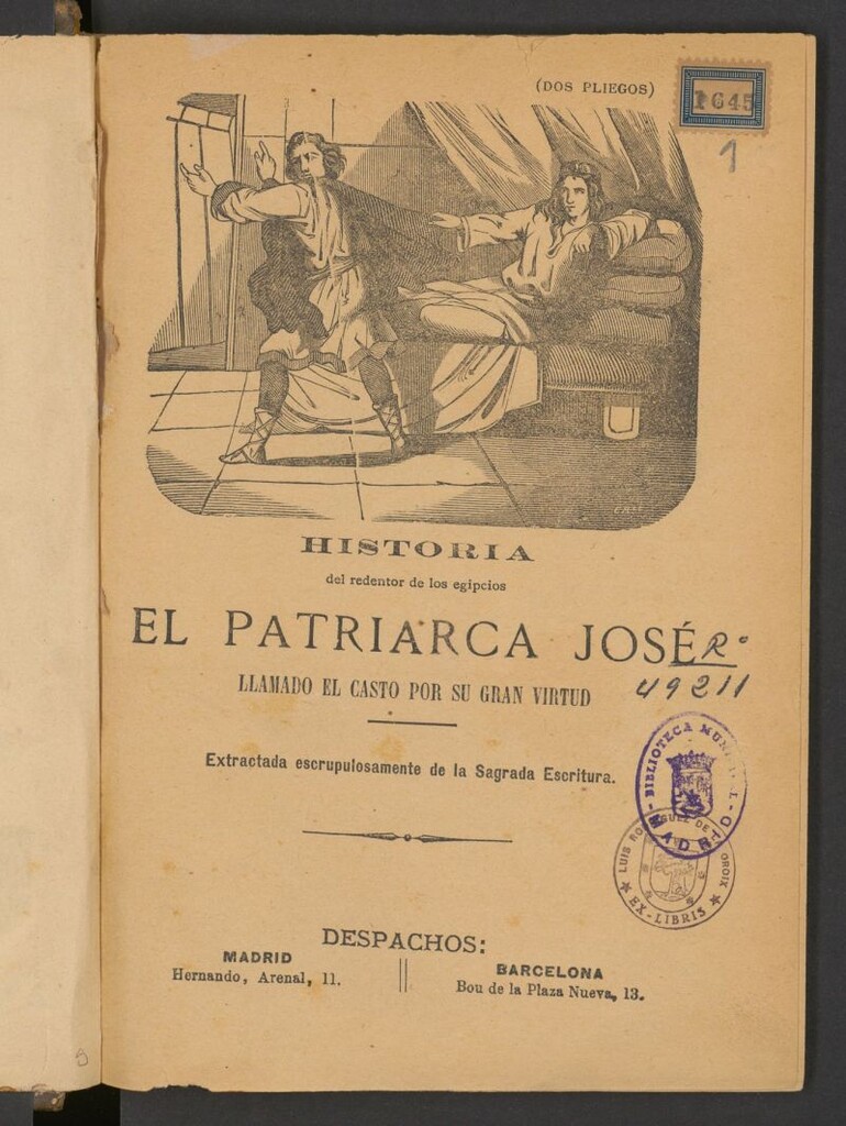 Miniatura de Historia del redentor de los egipcios, el patriarca José, llamado el Casto por su gran virtud : extractada escrupulosamente de la Sagrada Escritura