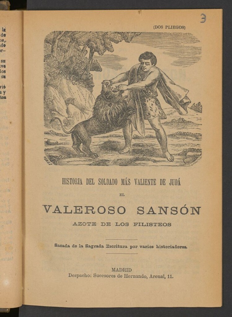 Miniatura de Historia del soldado más valiente de Judá el valeroso Sanson, azote de los filisteos : sacada de la Sagrada Escritura por varios historiadores
