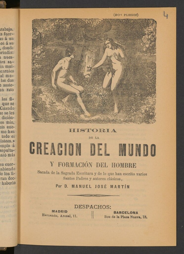 Miniatura de Historia de la creación del mundo y formación del hombre, sacada de la Sagrada Escritura y de lo que han escrito varios Santos Padres y autores clásicos