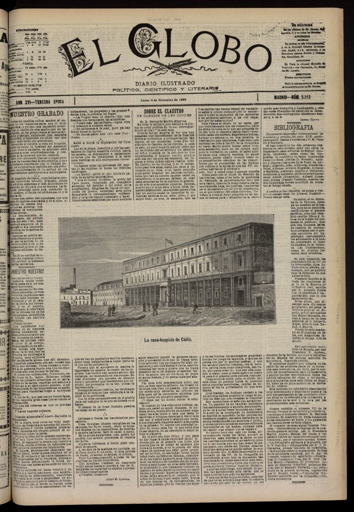 Miniatura de El Globo : diario ilustrado del 8 de diciembre de 1890, nº 5513