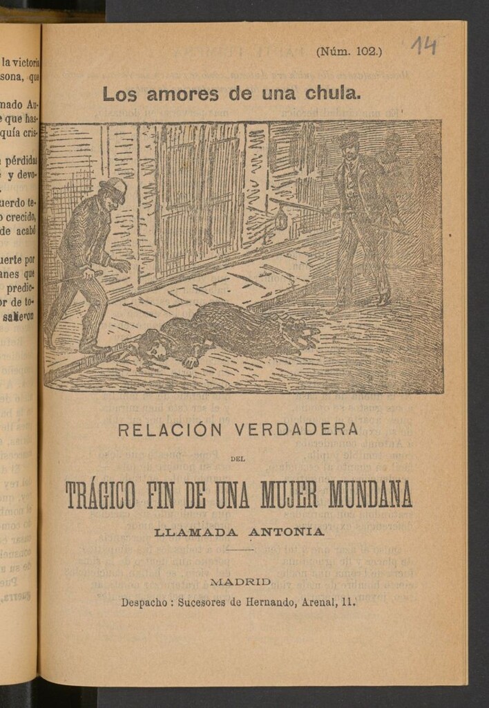 Miniatura de Los Amores de una chula : relación verdadera del trágico fin de una mujer mundana llamada Antonia