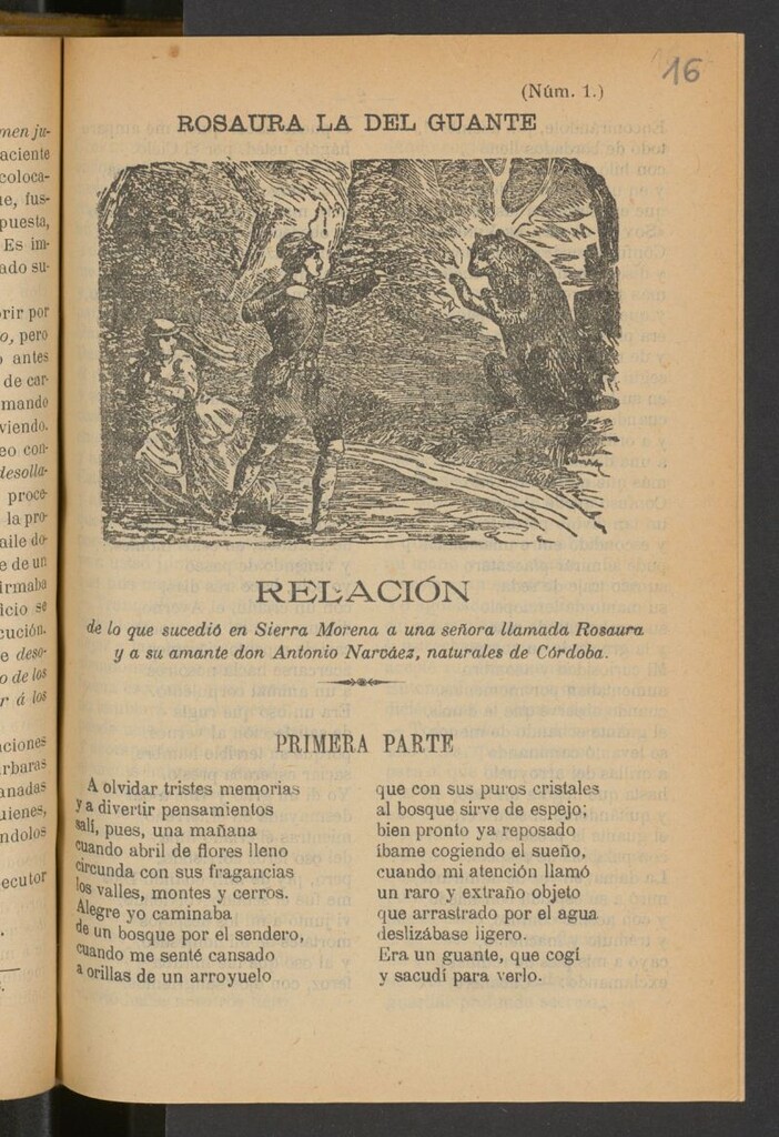 Miniatura de Rosaura la del guante : relación de lo que sucedió en Sierra Morena a una señora llamada Rosaura y a su amante don Antonio Narváez, naturales de Córdoba