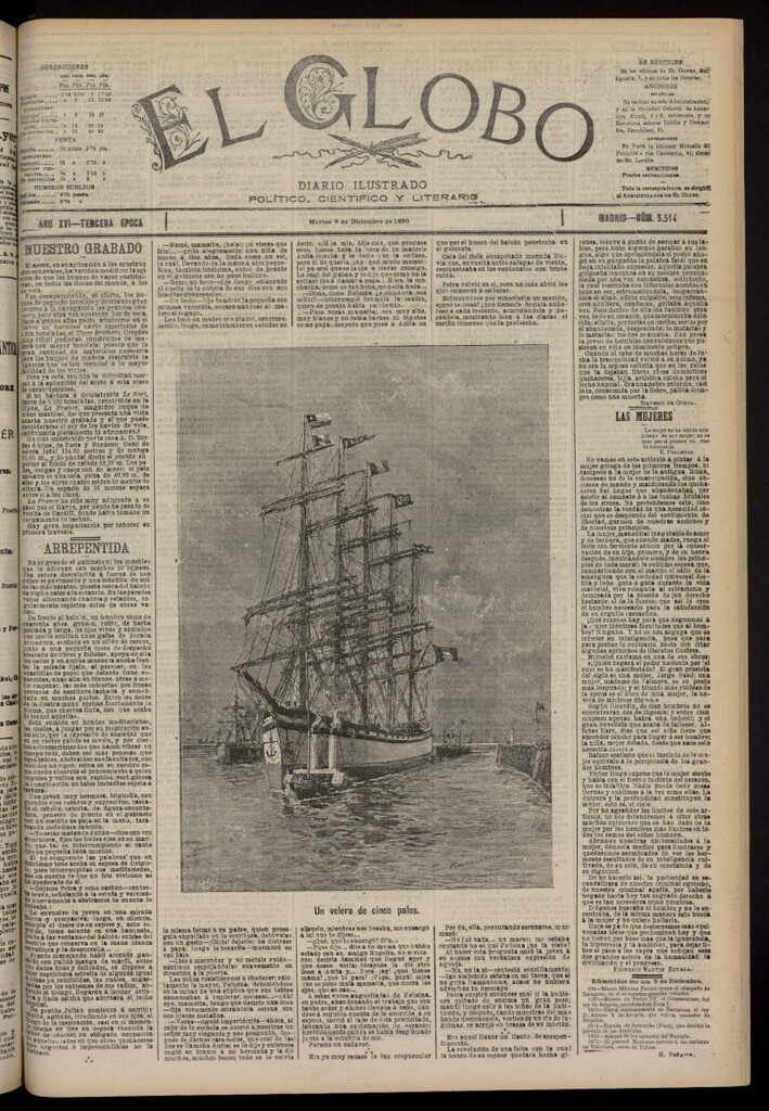 Miniatura de El Globo : diario ilustrado del 9 de diciembre de 1890, nº 5514